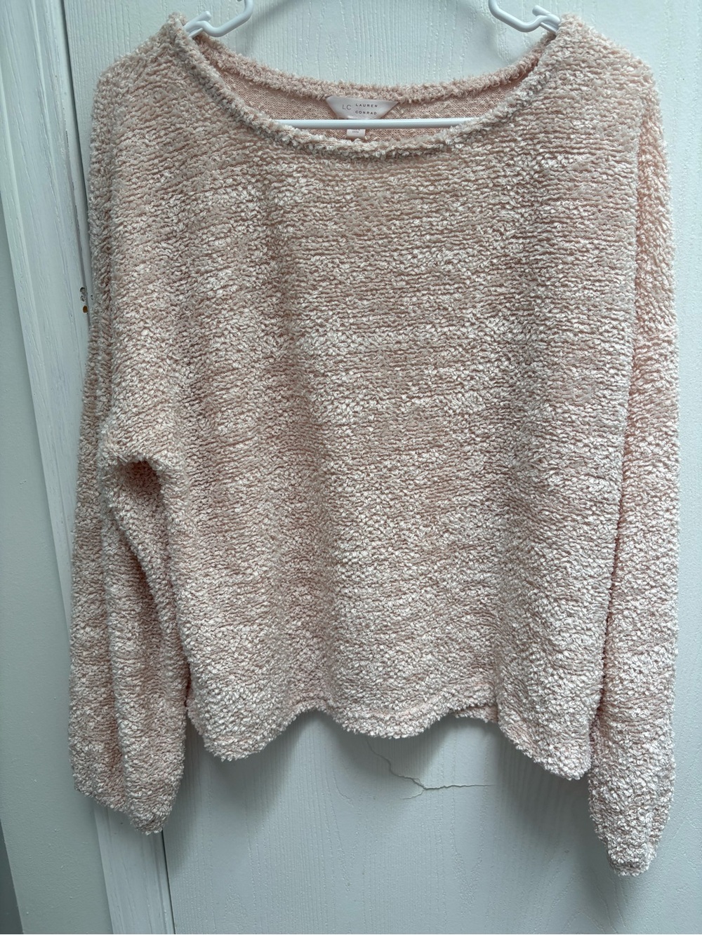 LC Lauren Conrad Plush Bouclé Crewneck Sweater - Blush